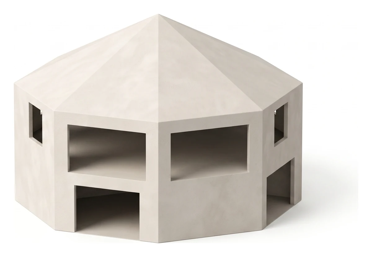1200 raised on an eight sided garage story, design intent